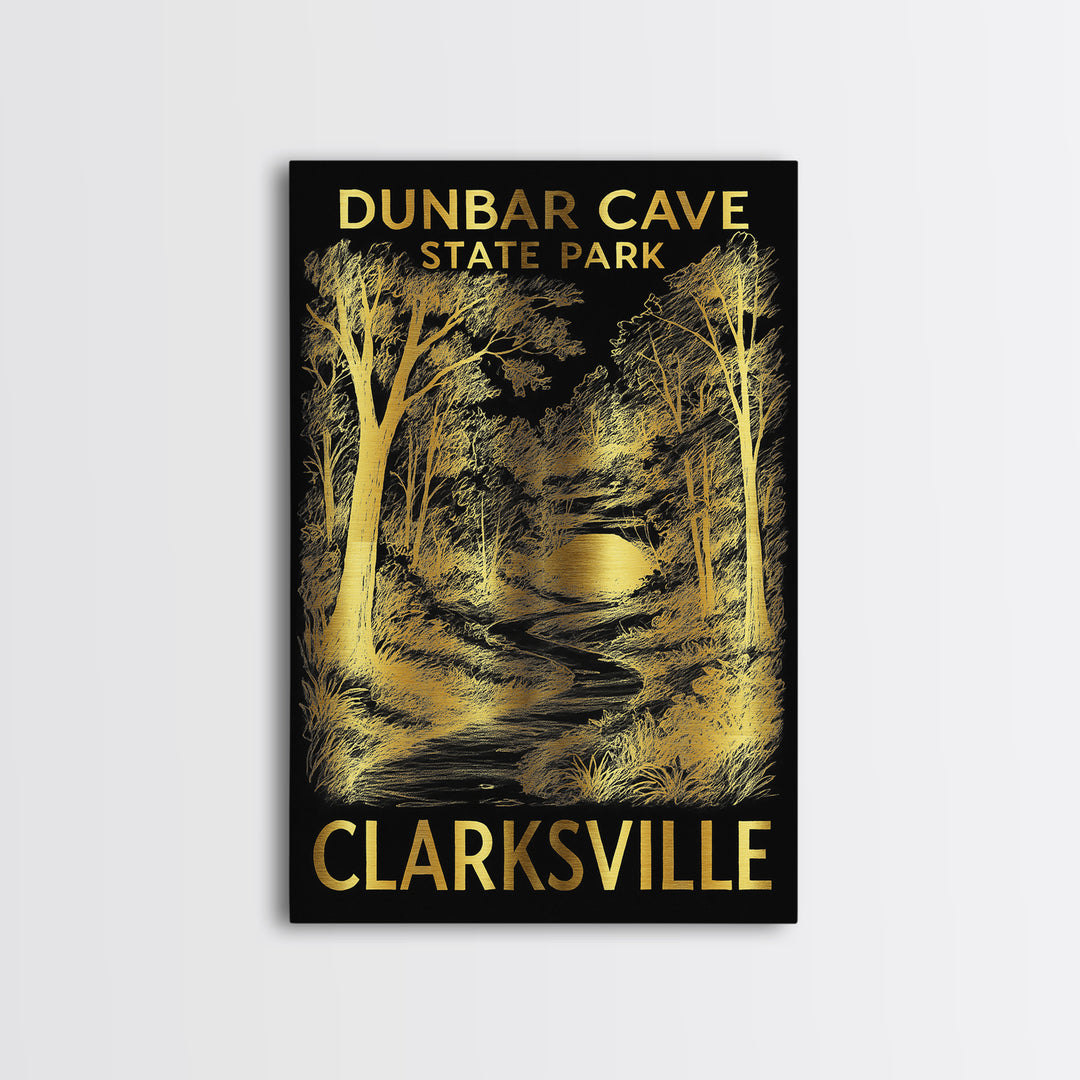 Clarksville Travel Poster, Framed Canvas Print, Dark Background Poster Art, Clarksville Wall Art, Home Office Decor, Mid Century Wall Art