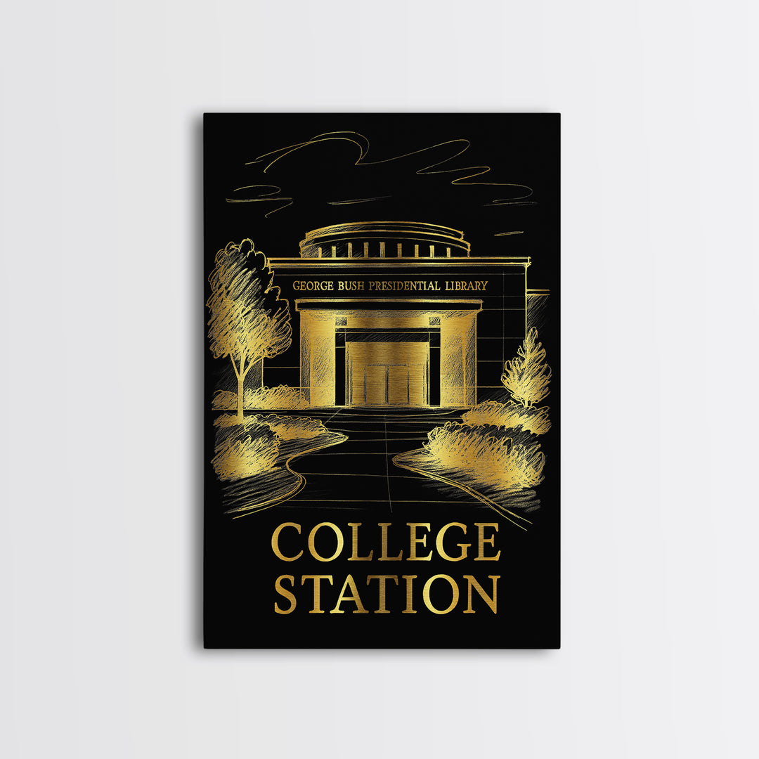 College Station Travel Poster, Canvas Print, Dark Background Poster Art, College Station Wall Art, Eclectic Wall Decor, Travel Wall Art