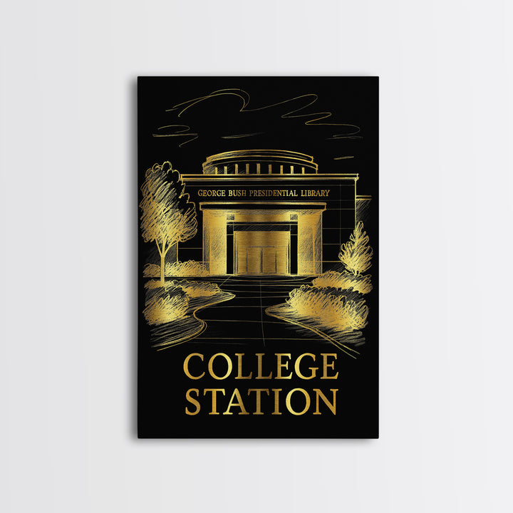 College Station Travel Poster, Canvas Print, Dark Background Poster Art, College Station Wall Art, Eclectic Wall Decor, Travel Wall Art