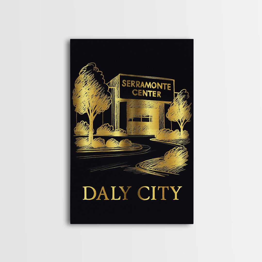 Daly City Travel Poster, Canvas Print, Gold Sketch Wall Art, Daly City Art Print, Travel Poster Set, City Travel Prints, Vintage City Poster