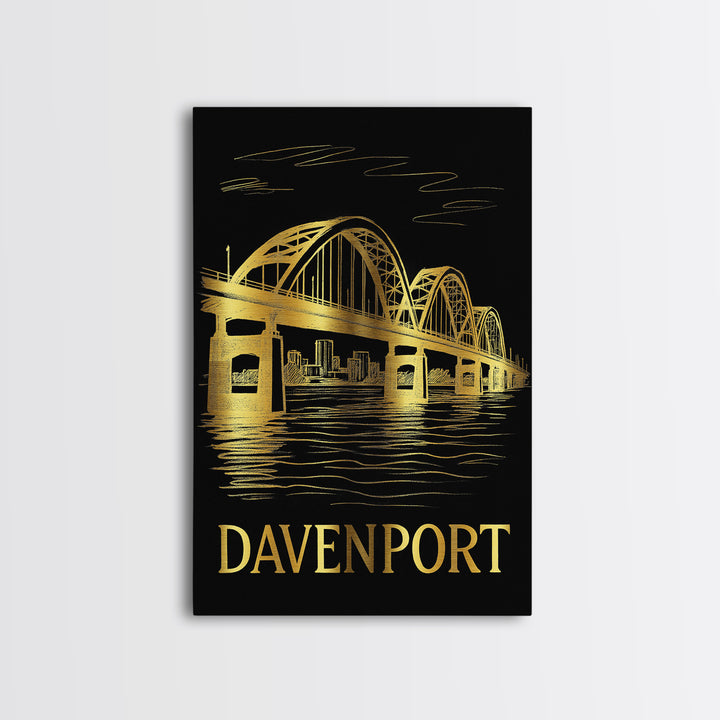 Davenport Travel Poster, Canvas Print, Dark Background Poster Art, Davenport Poster Print, Eclectic Wall Decor, Home Office Decor