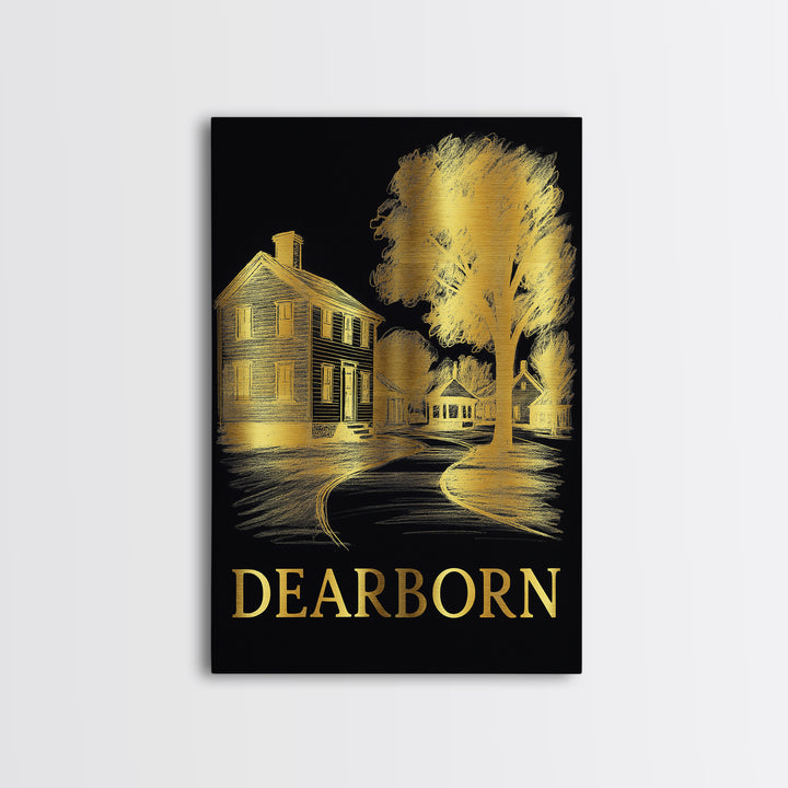 Deadborn Travel Poster, Framed Canvas Print, Dark Background Poster Art, Deadborn Wall Art, City Art Print, City Travel Prints