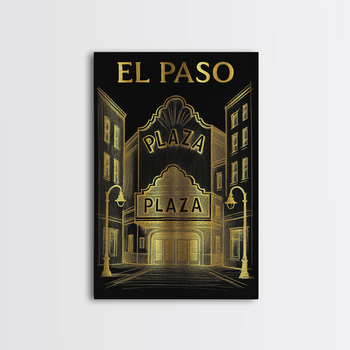El Paso Texas Travel Poster, Canvas Print, Dark Background Poster Art, El Paso Art Print, Mid Century Wall Art, Poster Art, Poster Print