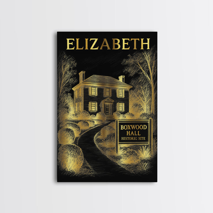 Elizabeth New Jersey Travel Poster, Canvas Print, Gold Sketch Wall Art, Elizabeth Travel Art, City Art Print, Vintage Travel Art, Poster Art