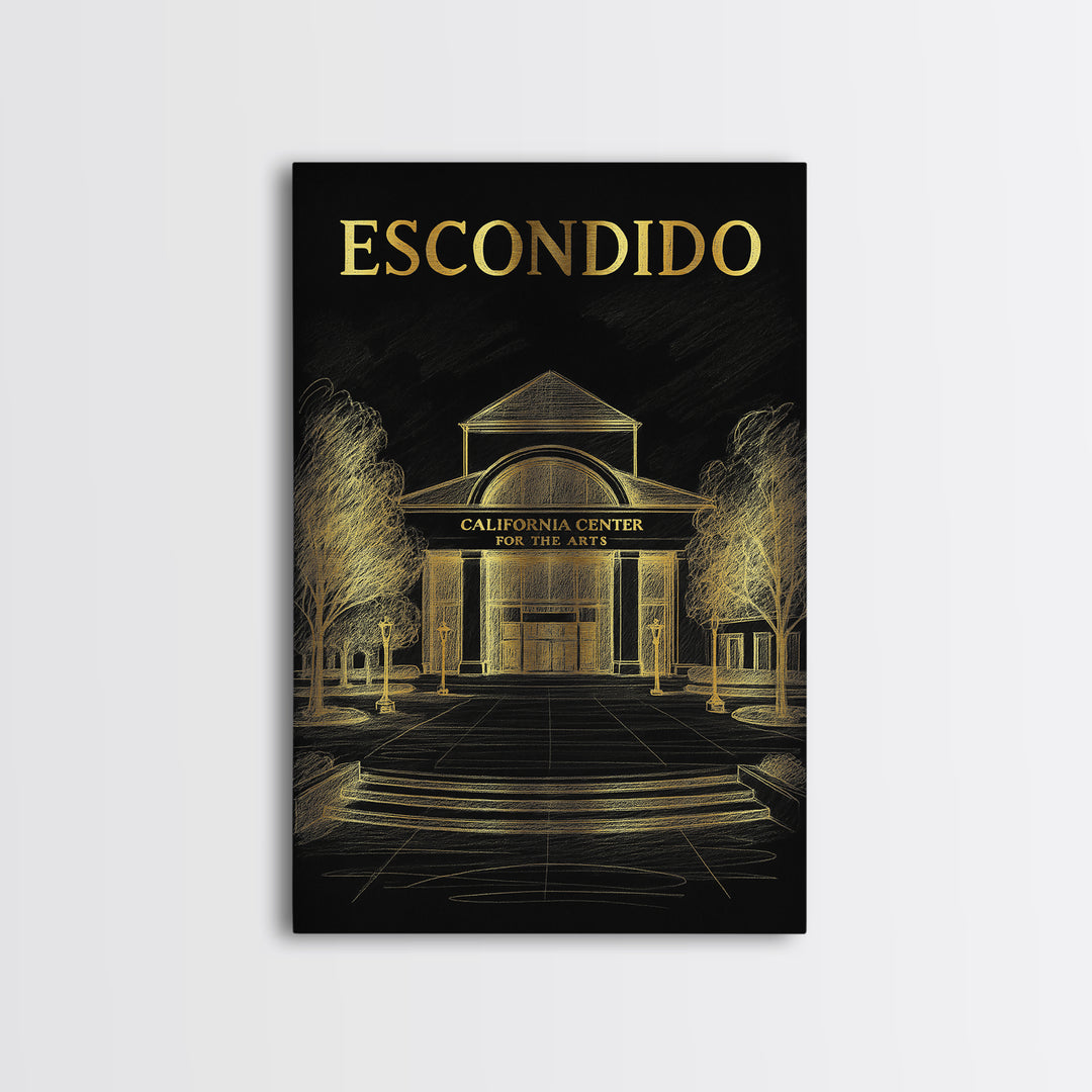 Escondido California Travel Poster, Canvas Print, Dark Background Poster Art, Escondido Art Print, Living Room Wall Art, Travel Art Print