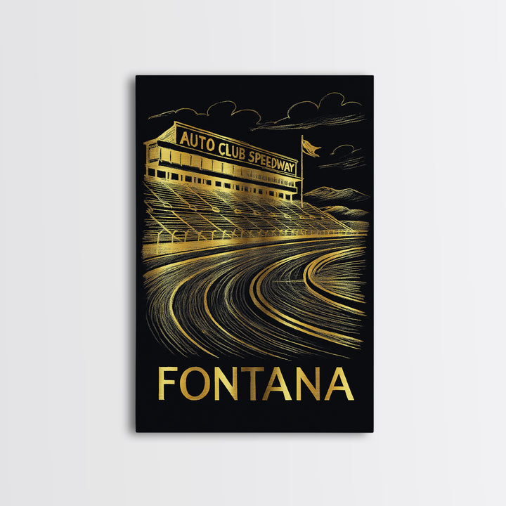 Fontana Travel Poster, Canvas Print, Elegant Gold City Art, Fontana City Art, Mid Century Wall Art, Watercolor Skyline Art, Travel Art Print