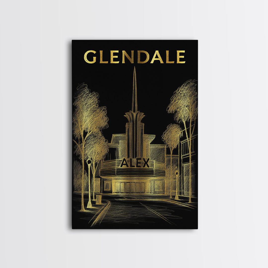Glendale Arizona Travel Poster, Canvas Print, Dark Background Poster Art, Glendale City Art, Travel Wall Decor, Wall Art, Art Print
