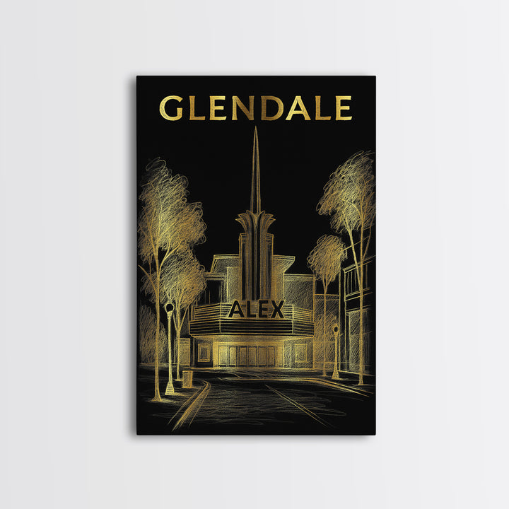 Glendale Arizona Travel Poster, Canvas Print, Dark Background Poster Art, Glendale City Art, Travel Wall Decor, Wall Art, Art Print