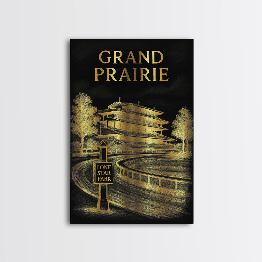 Grand Prarie Travel Poster, Canvas Print, Dark Background Poster Art, Grand Prarie Travel Art, Vintage Travel Print, Living Room Wall Art
