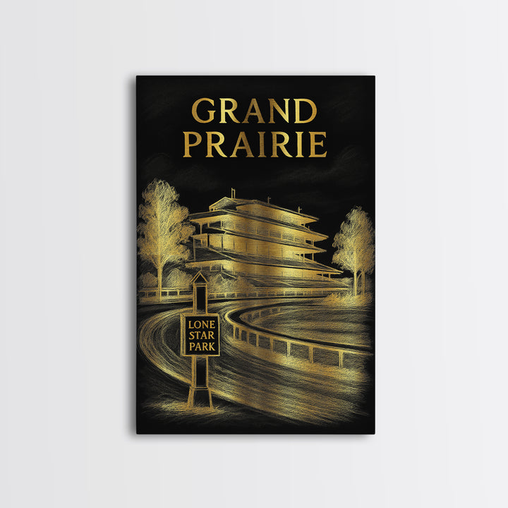 Grand Prarie Travel Poster, Canvas Print, Dark Background Poster Art, Grand Prarie Travel Art, Vintage Travel Print, Living Room Wall Art