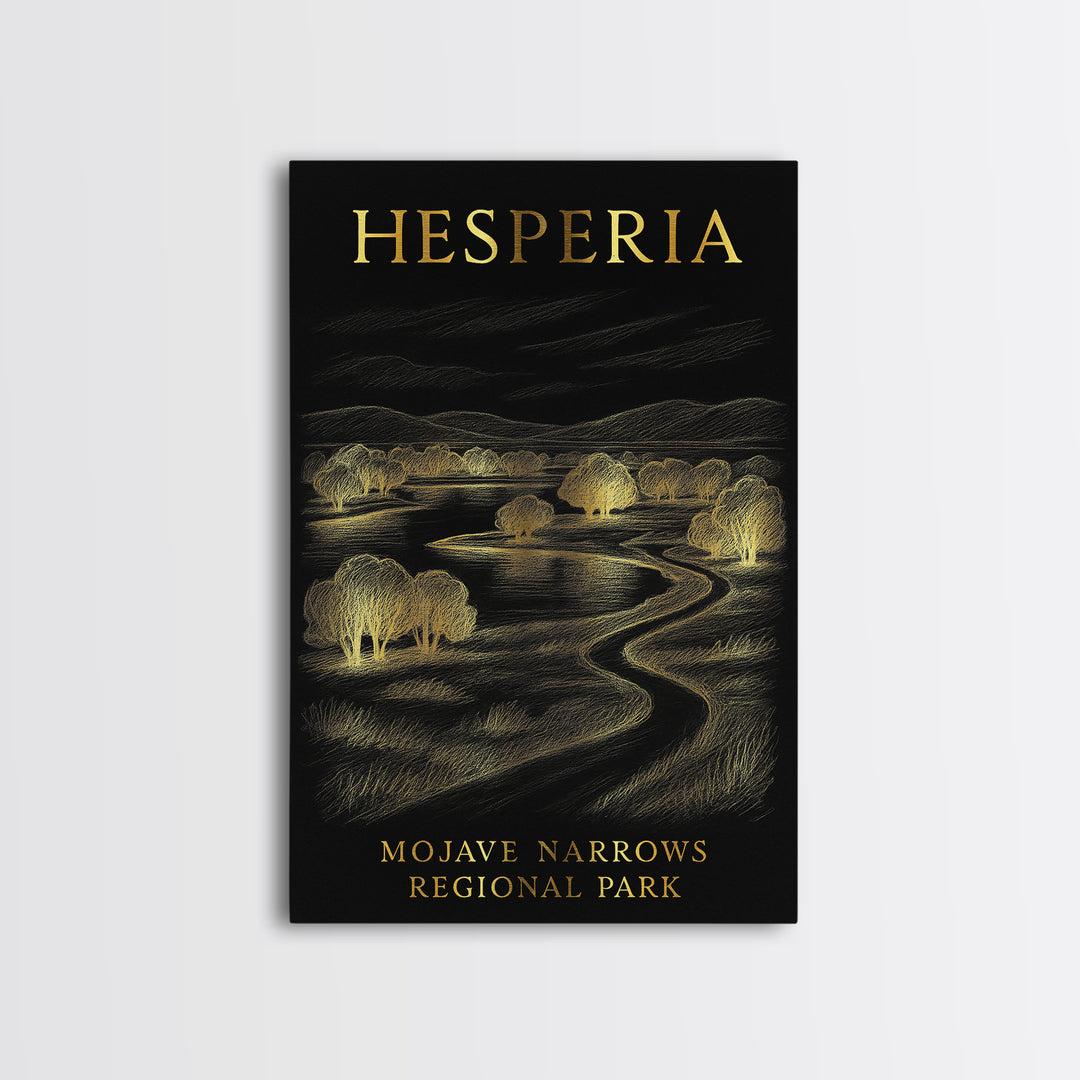 Hesperia California Travel Poster, Canvas Print, Gold Sketch Wall Art, Hesperia Wall Art, City Travel Prints, Wall Art, City Illustration