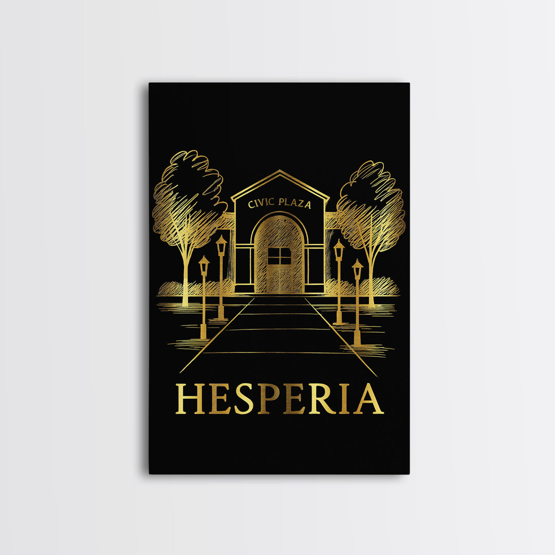 Hesperia Travel Poster, Canvas Print, Dark Background Poster Art, Hesperia Poster Print, Watercolor Skyline, Home Office Decor