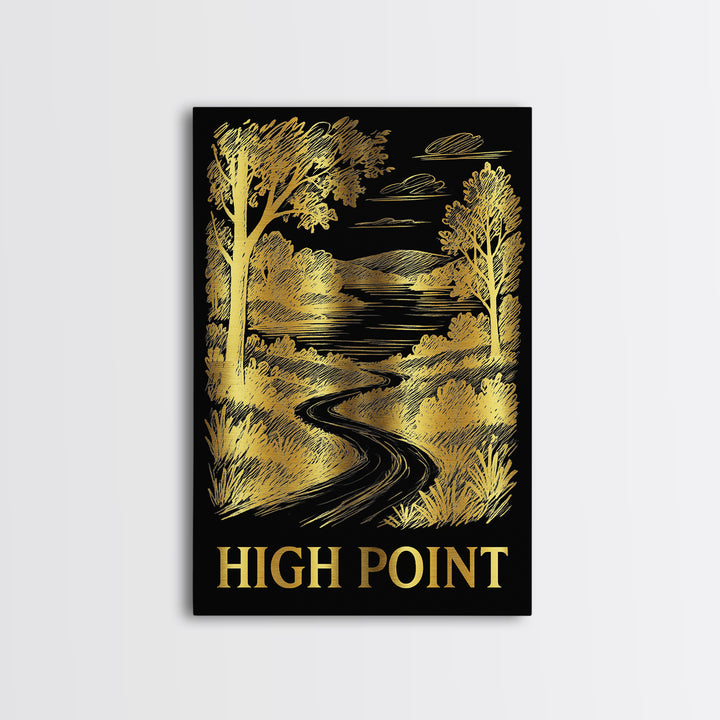 Hight Point Travel Poster, Canvas Print, Elegant Gold City Art, Hight Point City Art, Vintage City Art, Retro Travel Print, Poster Art