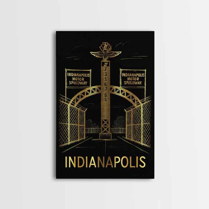 Indianapolis Travel Poster, Framed Canvas Print, Dark Background Poster Art, Indianapolis Wall Art, Wanderlust Decor, City Art Print