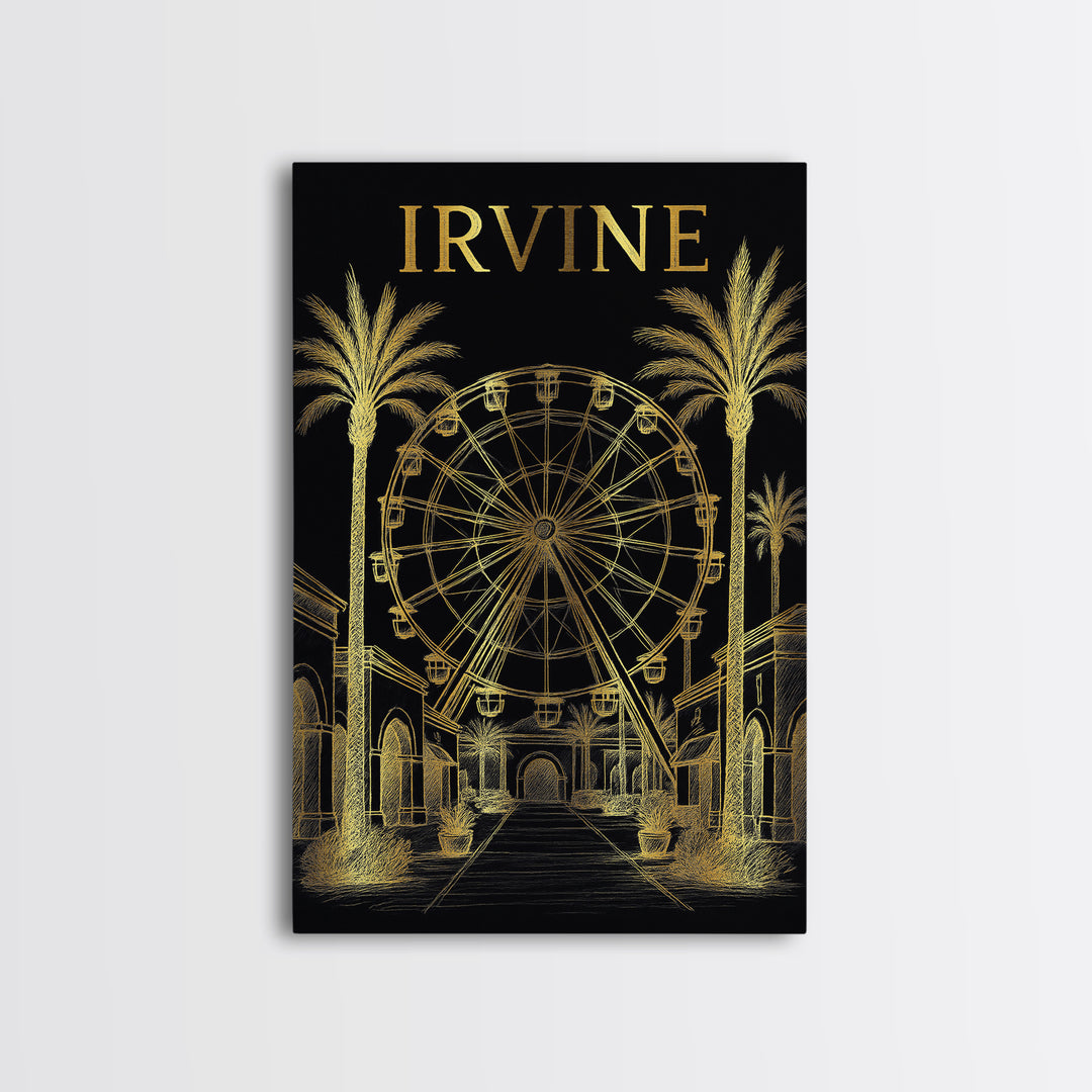Irvine California Travel Poster, Canvas Print, Dark Background Poster Art, Irvine Wall Art, Home Office Decor, Modern Wall Decor, Wall Art