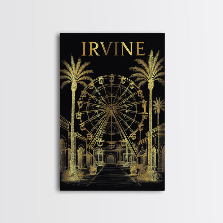 Irvine California Travel Poster, Canvas Print, Dark Background Poster Art, Irvine Wall Art, Home Office Decor, Modern Wall Decor, Wall Art