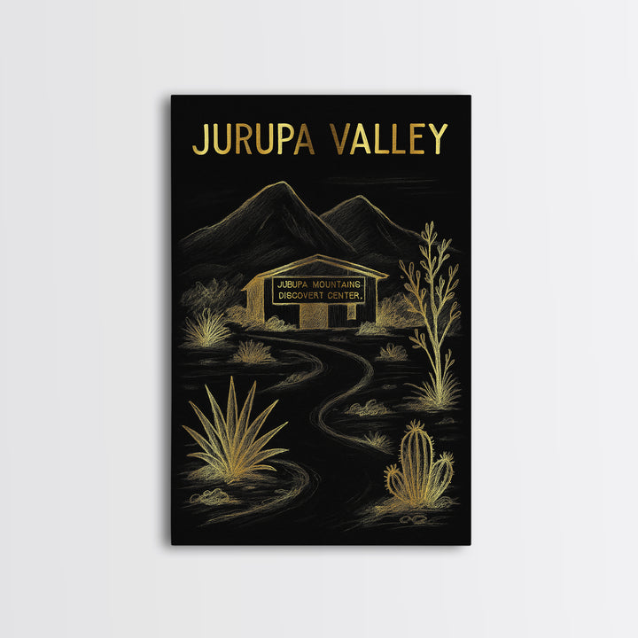 Jurupa Valley California Travel Poster, Canvas Print, Elegant Gold City Art, Jurupa Valley Wall Art, Gift For Travelers, City Travel Prints