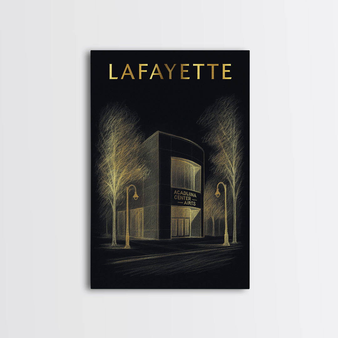 Lafayette Louisiana Travel Poster, Canvas Print, Dark Background Poster Art, Lafayette Poster Print, Fine Art Print, Vintage City Poster