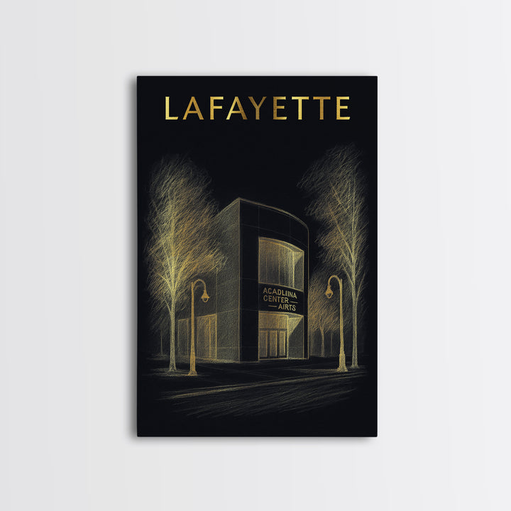 Lafayette Louisiana Travel Poster, Canvas Print, Dark Background Poster Art, Lafayette Poster Print, Fine Art Print, Vintage City Poster