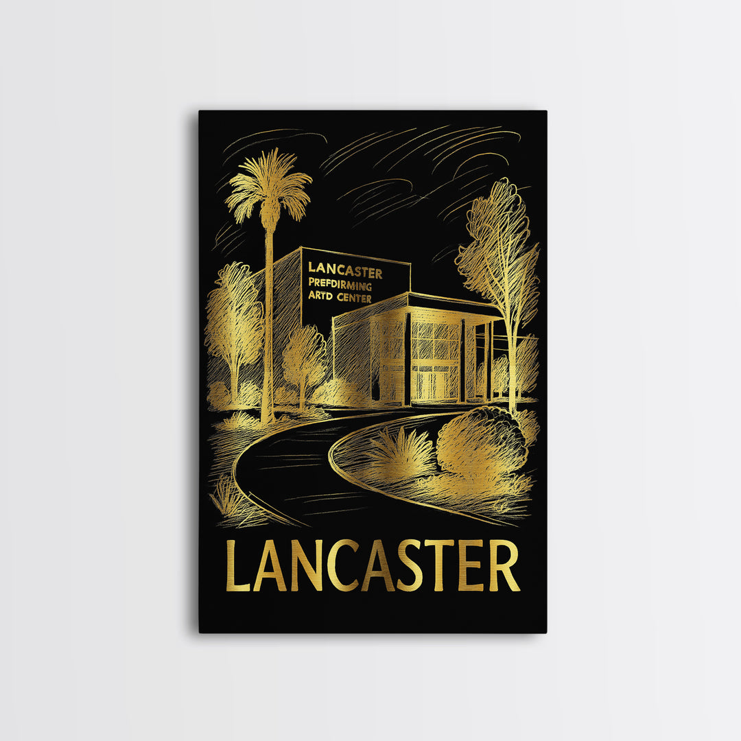 Lancaster Travel Poster, Framed Canvas Print, Dark Background Poster Art, Lancaster Travel Art, Mid Century Wall Art, Eclectic Wall Decor