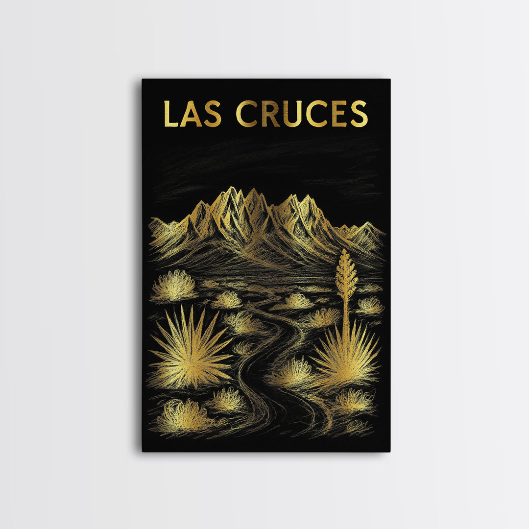 Las Cruces New Mexico Travel Poster, Canvas Print, Dark Background Poster Art, Las Cruces City Art, Living Room Wall Art, Travel Art Print