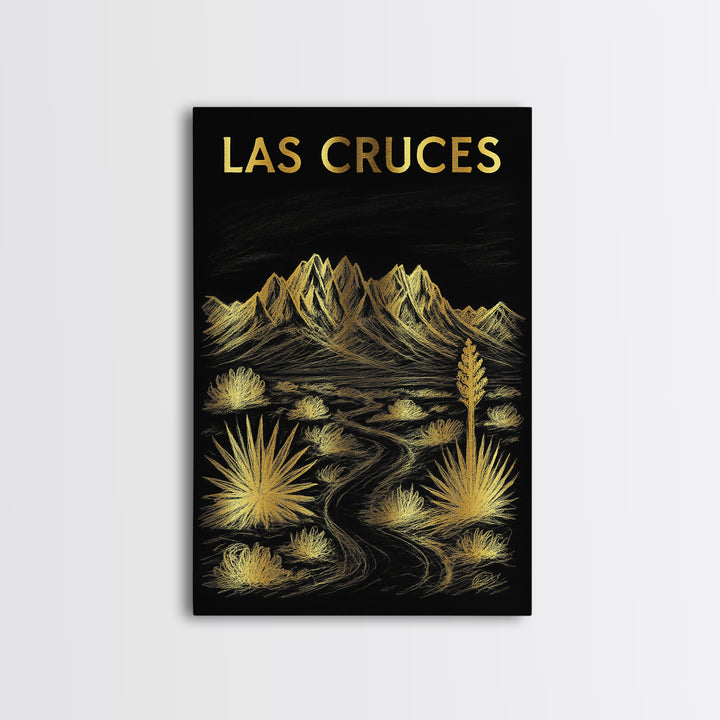 Las Cruces New Mexico Travel Poster, Canvas Print, Dark Background Poster Art, Las Cruces City Art, Living Room Wall Art, Travel Art Print