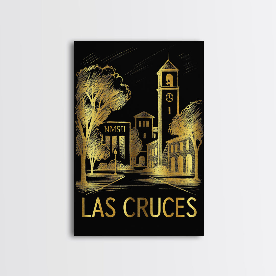 Las Cruces Travel Poster, Canvas Print, Black And Gold Line Art, Las Cruces Wall Art, City Travel Prints, Travel Poster Set, Travel Print