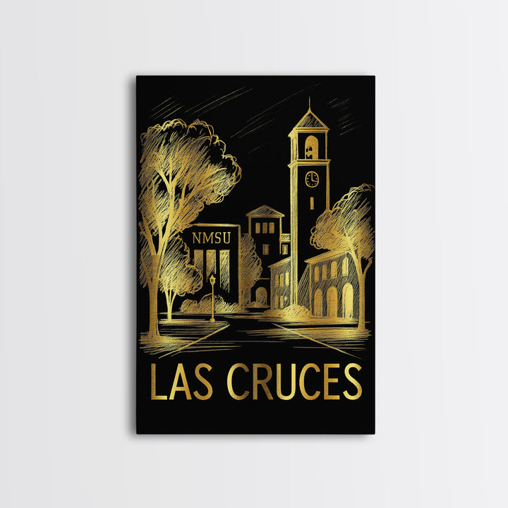 Las Cruces Travel Poster, Canvas Print, Black And Gold Line Art, Las Cruces Wall Art, City Travel Prints, Travel Poster Set, Travel Print