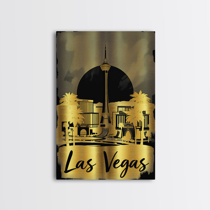 Las Vegas Nevada Travel Poster, Framed Canvas Print, Dark Background Poster Art, Las Vegas Poster Print, Eclectic Wall Decor, Fine Art Print
