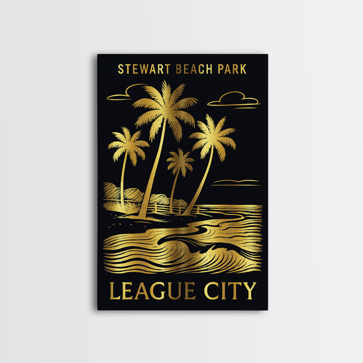 League City Travel Poster, Canvas Print, Black And Gold Line Art, League City City Art, Travel Poster Art, City Art Print, Travel Wall Art