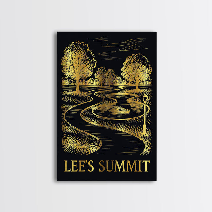Lees Summit Travel Poster, Canvas Print, Dark Background Poster Art, Lees Summit Wall Art, Living Room Wall Art, Travel Art Print