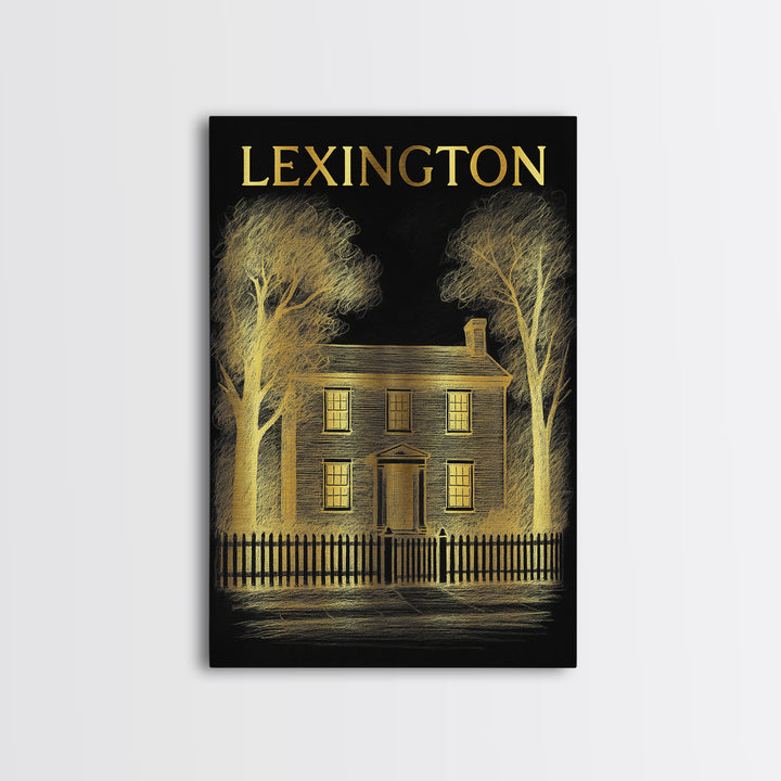 Lexington Kentucky Travel Poster, Framed Canvas Print, Dark Background Poster Art, Lexington City Art, Home Office Decor, Retro Travel Print