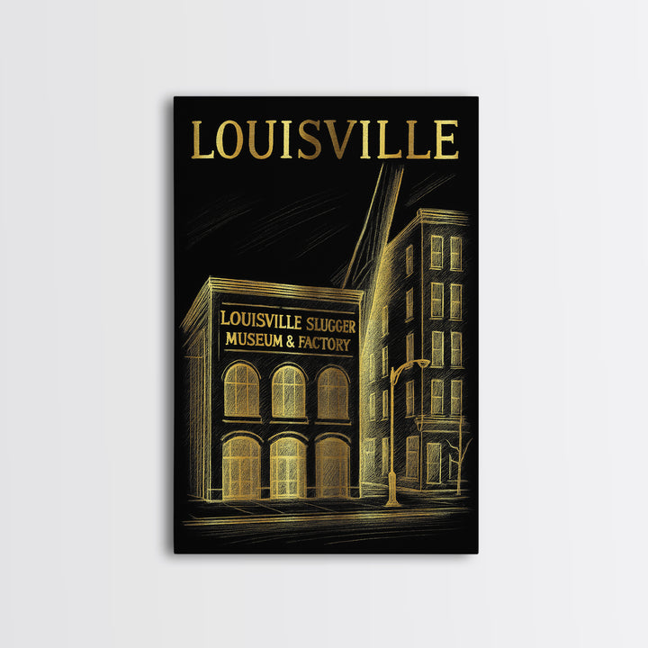 Louisville Kentucky Travel Poster, Canvas Print, Dark Background Poster Art, Louisville Poster Print, Home Office Decor, Wall Art