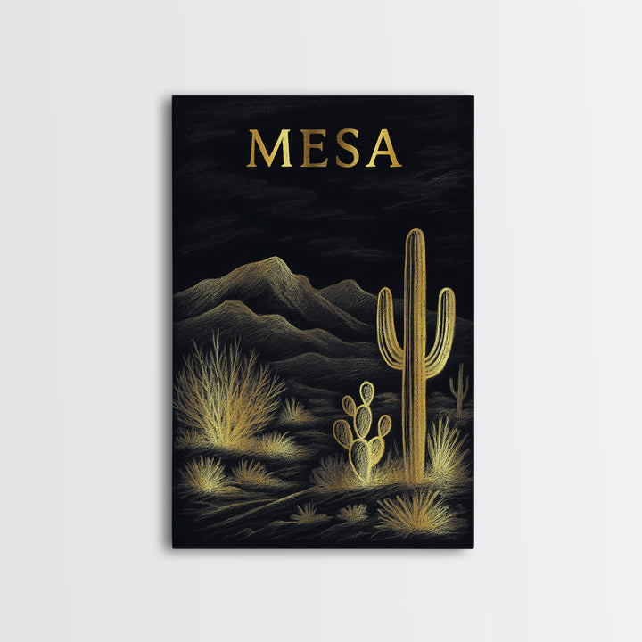 Mesa Arizona Travel Poster, Canvas Print, Dark Background Poster Art, Mesa Art Print, Travel Wall Art, Travel Wall Decor, Wall Decor