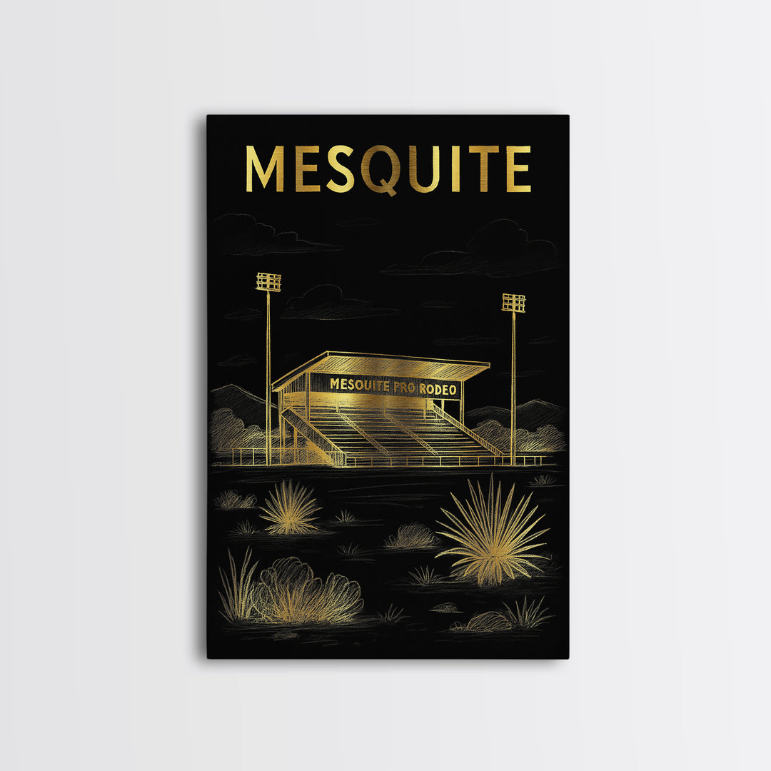 Mesquite Texas Travel Poster, Canvas Print, Dark Background Poster Art, Mesquite Wall Art, Gift For Travelers, Wanderlust Decor