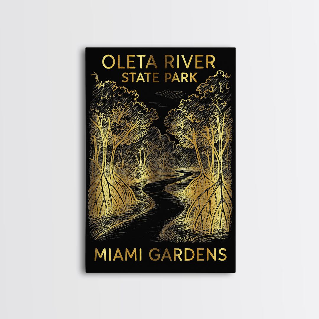 Miami Gardens Travel Poster, Canvas Print, Gold Sketch Wall Art, Miami Gardens Travel Art, City Travel Prints, Retro Travel Print