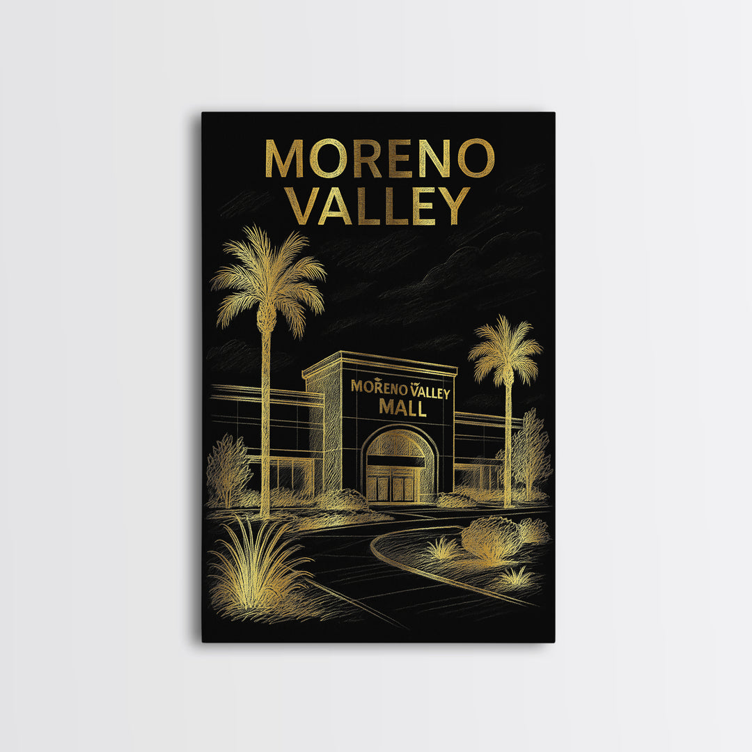 Moreno Valley California Travel Poster, Canvas Print, Black And Gold Line Art, Moreno Valley Art Print, Travel Art Print, Modern Wall Decor