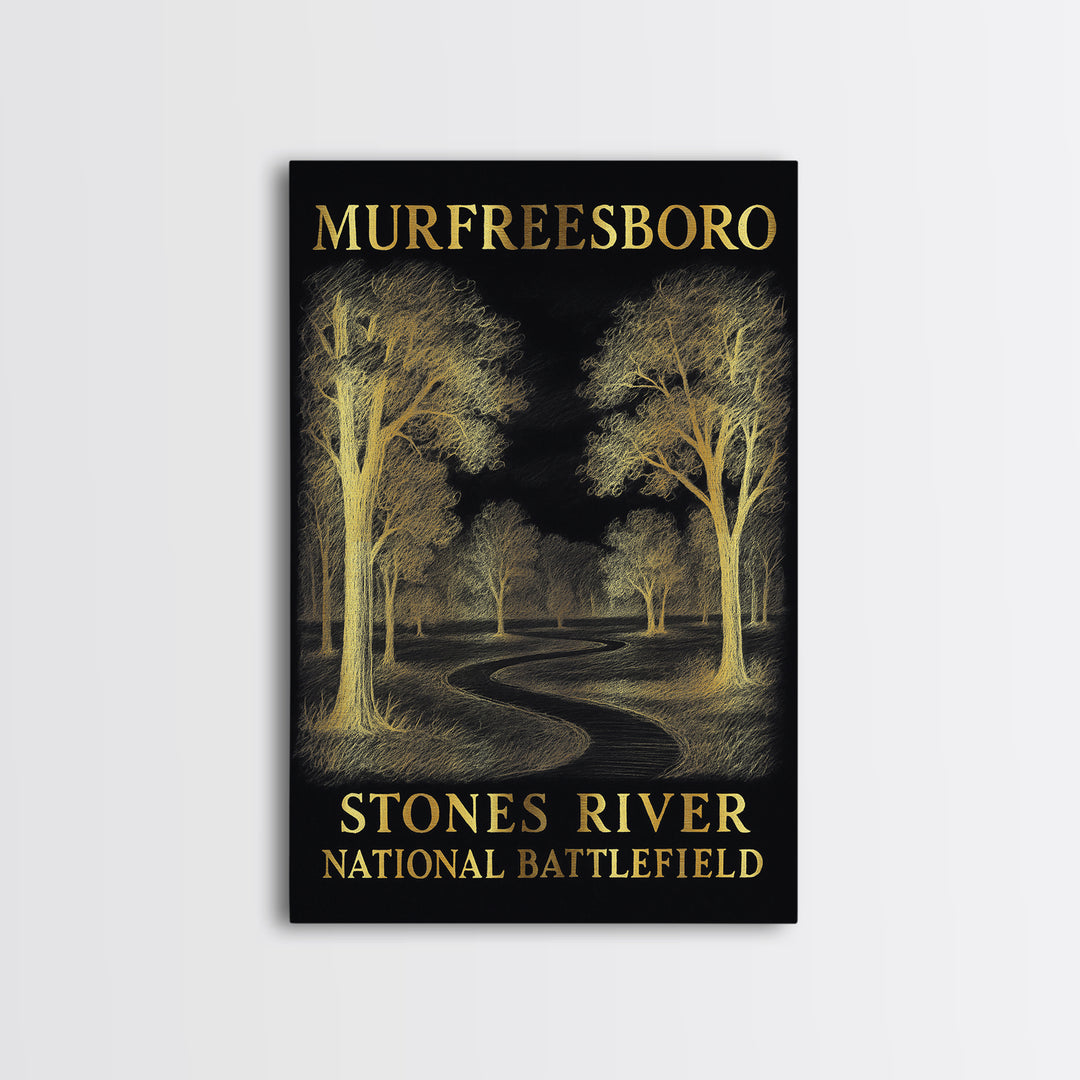 Murfreesboro Tennessee Travel Poster, Canvas Print, Dark Background Poster Art, Murfreesboro Poster Print, Poster Art, Travel Wall Art