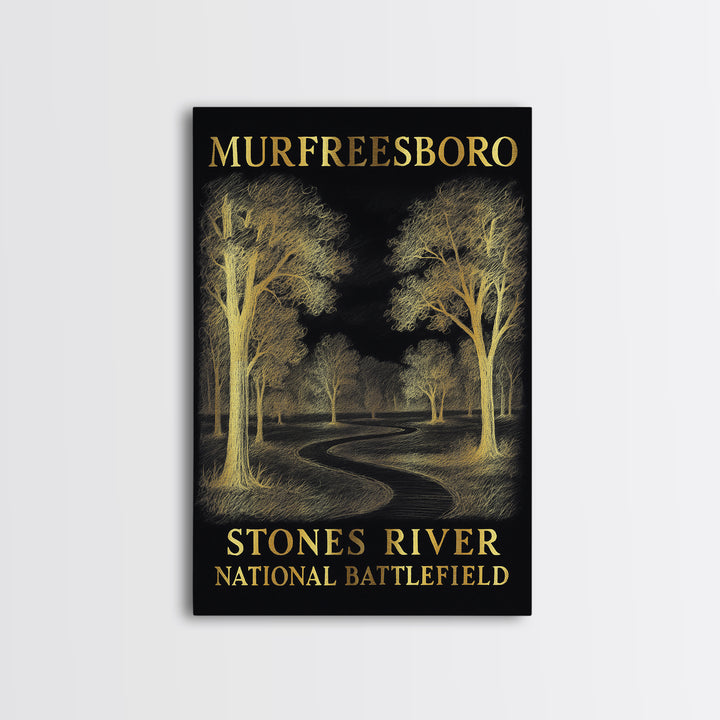 Murfreesboro Tennessee Travel Poster, Canvas Print, Dark Background Poster Art, Murfreesboro Poster Print, Poster Art, Travel Wall Art
