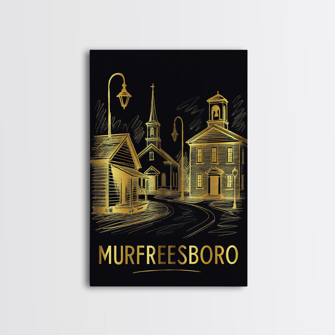 Murfreesboro Travel Poster, Canvas Print, Dark Background Poster Art, Murfreesboro Art Print, Travel Wall Decor, City Travel Prints