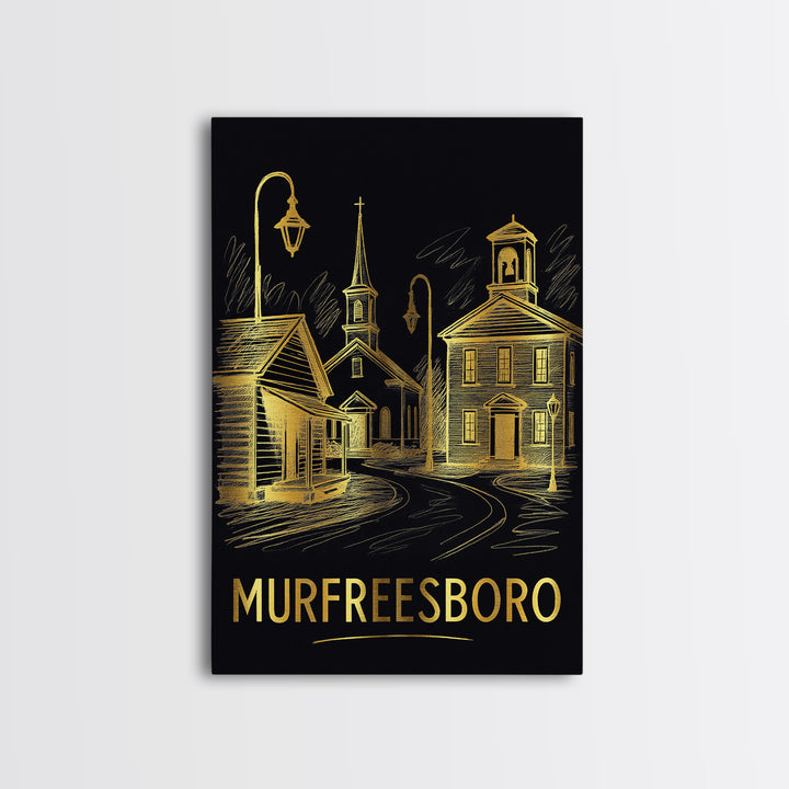 Murfreesboro Travel Poster, Canvas Print, Dark Background Poster Art, Murfreesboro Art Print, Travel Wall Decor, City Travel Prints