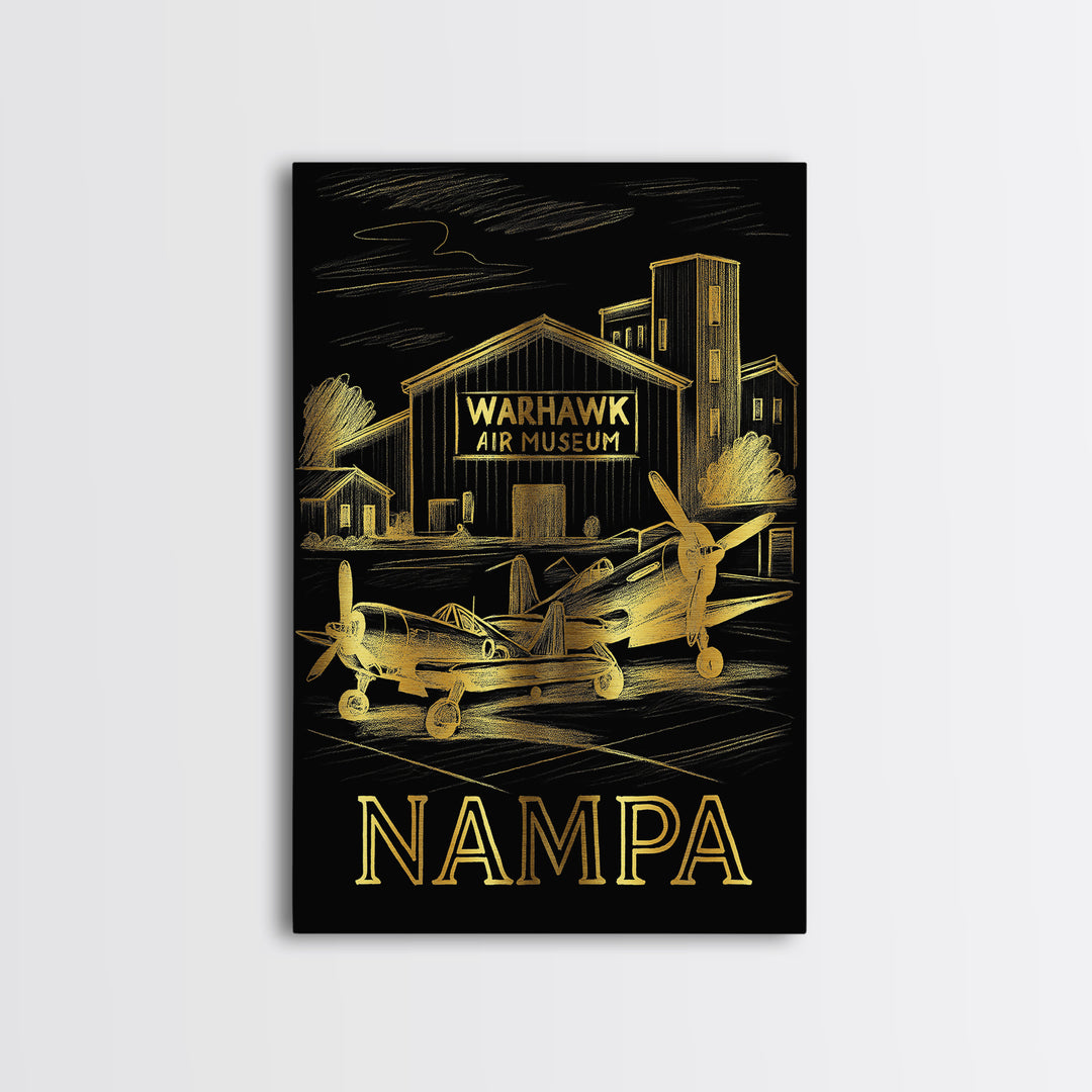 Nampa Travel Poster, Framed Canvas Print, Gold Sketch Wall Art, Nampa Travel Art, Modern Wall Decor, Travel Wall Decor, Travel Wall Art