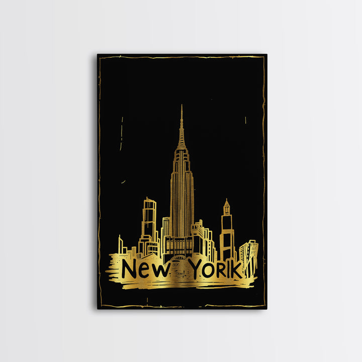 New York City New York Travel Poster, Canvas Print, Dark Background Poster Art, New York Poster Print, Wall Art, Wanderlust Decor
