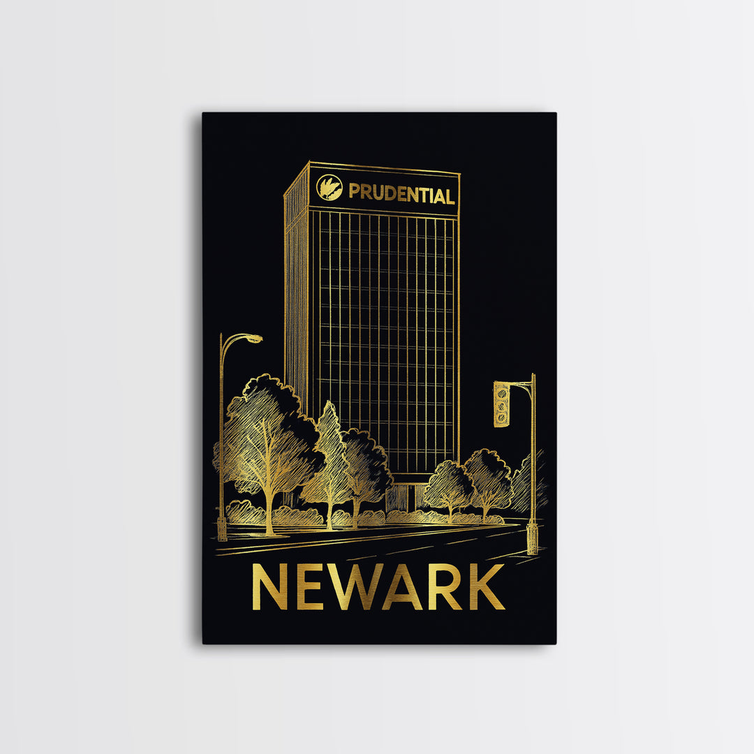 Newark New Jersey Travel Poster, Canvas Print, Elegant Gold City Art, Newark City Art, Vintage City Art, Retro Travel Print