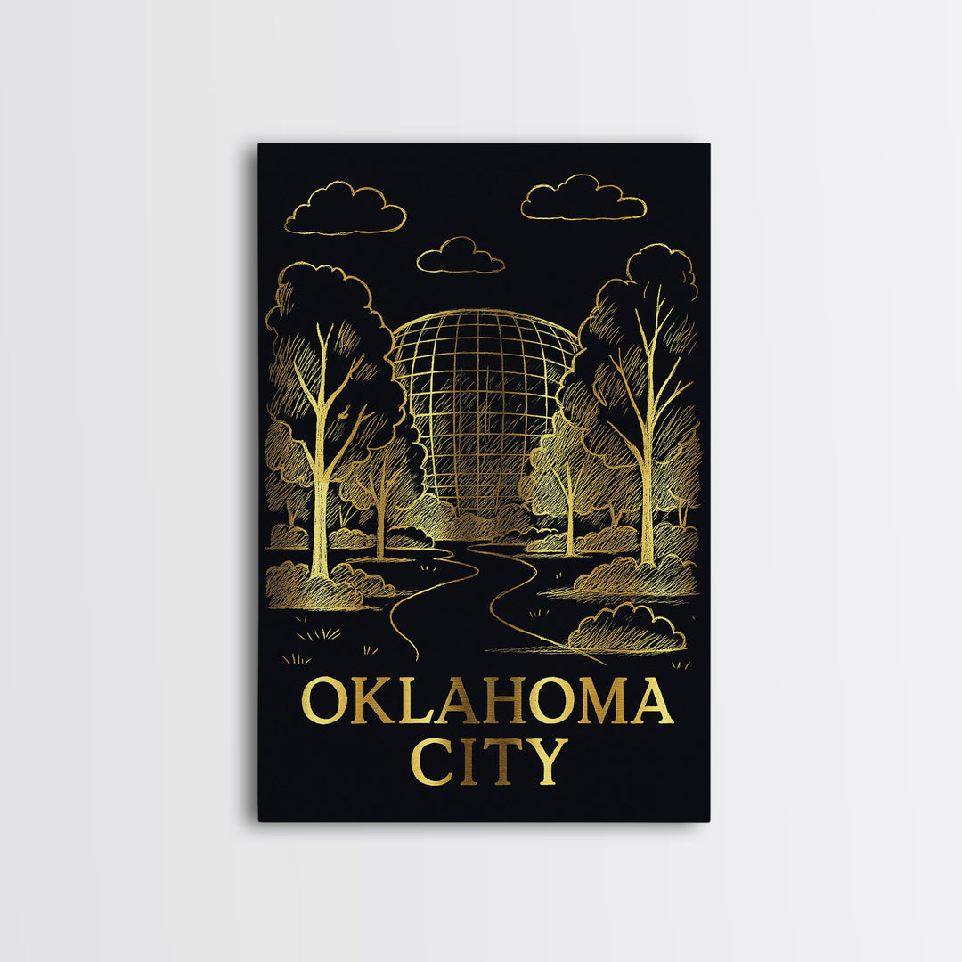 Oklahoma Travel Poster, Framed Canvas Print, Dark Background Poster Art, Oklahoma Wall Art, Home Office Decor, City Art Print, Design 2