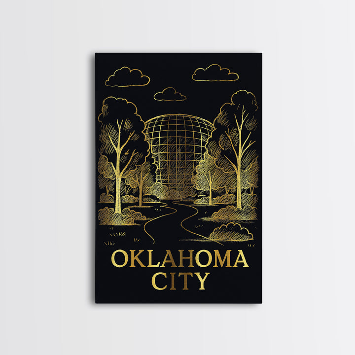Oklahoma Travel Poster, Framed Canvas Print, Dark Background Poster Art, Oklahoma Wall Art, Home Office Decor, City Art Print, Design 2