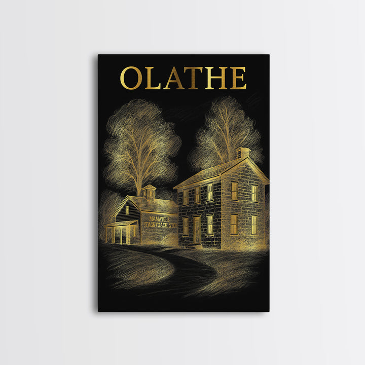 Olathe Kansas Travel Poster, Canvas Print, Dark Background Poster Art, Olathe Art Print, Fine Art Print, Travel Print, City Art Print