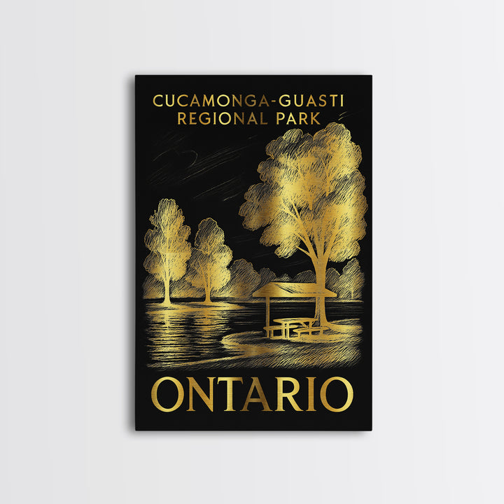 Ontario Travel Poster, Framed Canvas Print, Elegant Gold City Art, Ontario Travel Art, Vintage City Art, Vintage Travel Art, Poster Art