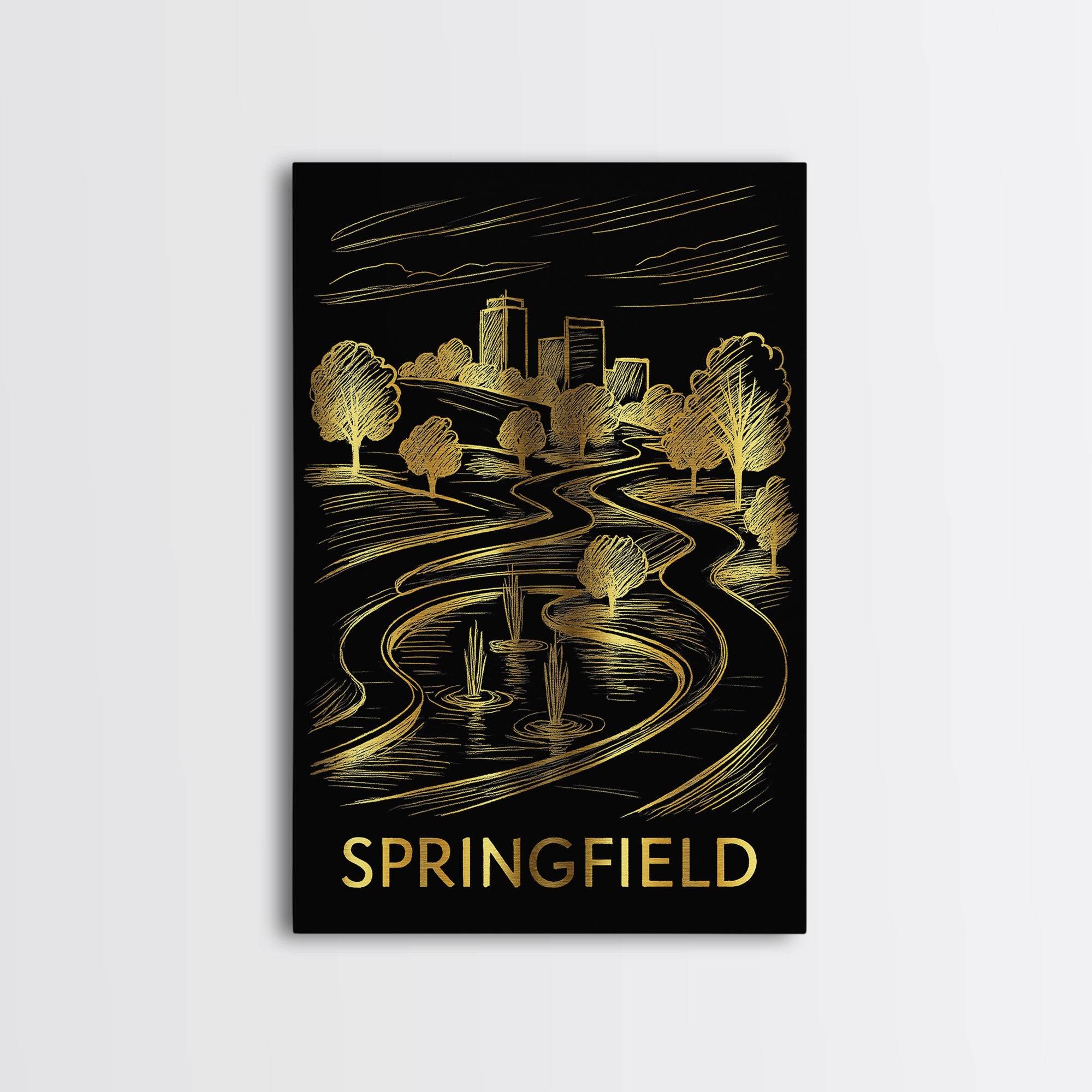 Springfield Travel Poster, Canvas Print, Dark Background Poster Art, S ...