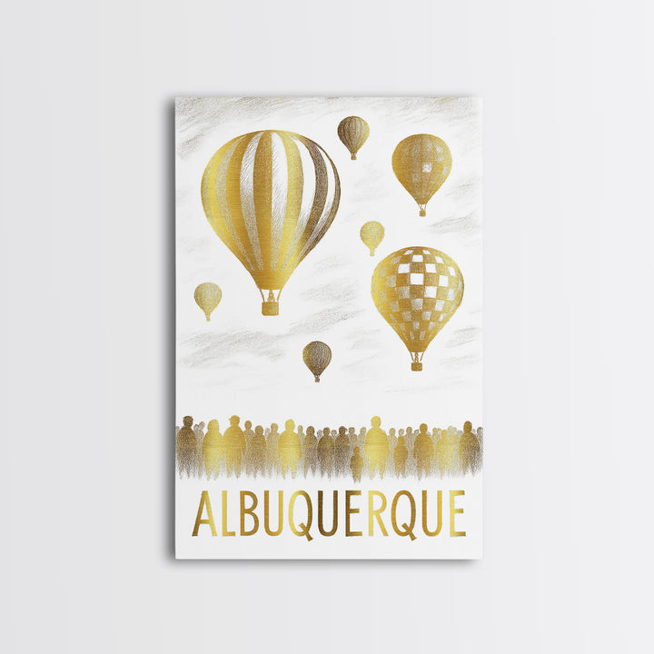 Albuquerque Travel Poster, Framed Canvas Print, Gold Line Drawing Wall Art, Albuquerque Art Print, Travel Poster Art, Wanderlust Decor